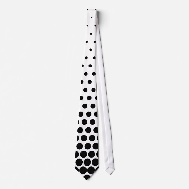 Black Polka Dots Modern White Tie (Front)