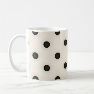 Black Polka Dots on Antique White Coffee Mug