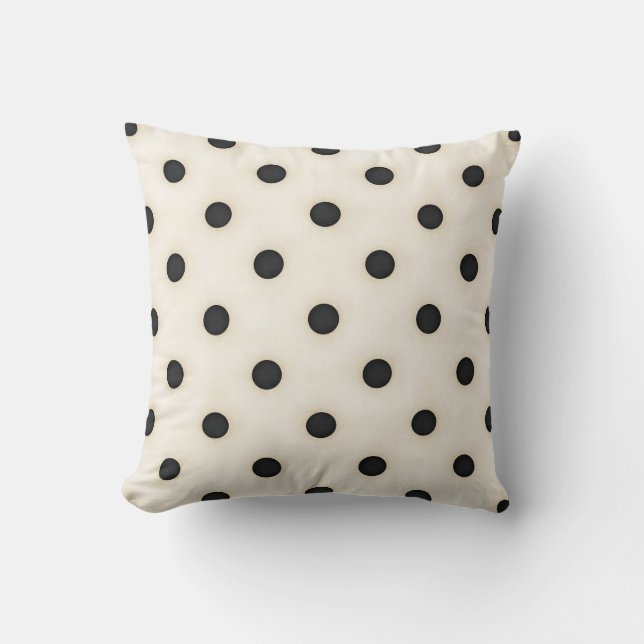 Black Polka Dots on Antique White Cushion (Front)