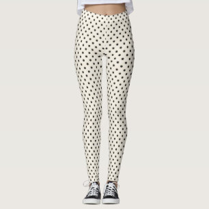 Black Polka Dots on Antique White Leggings