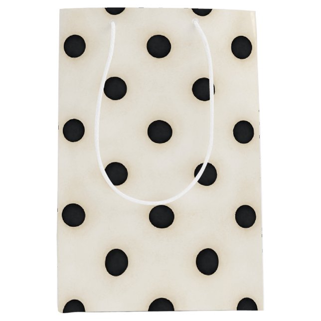 Black Polka Dots on Antique White Medium Gift Bag (Front)