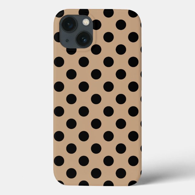 Black polka dots on beige Case-Mate iPhone case (Back)
