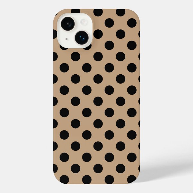 Black polka dots on beige iPhone case (Back)