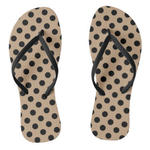 Black polka dots on beige thongs