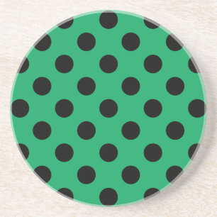 Black polka dots on fresh green coaster