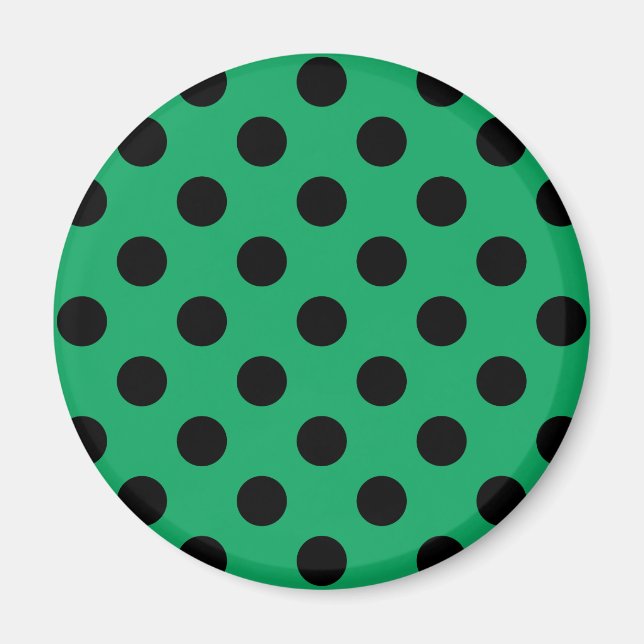 Black polka dots on fresh green magnet (Front)