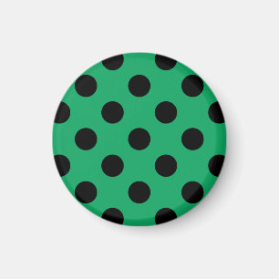 Black polka dots on fresh green magnet