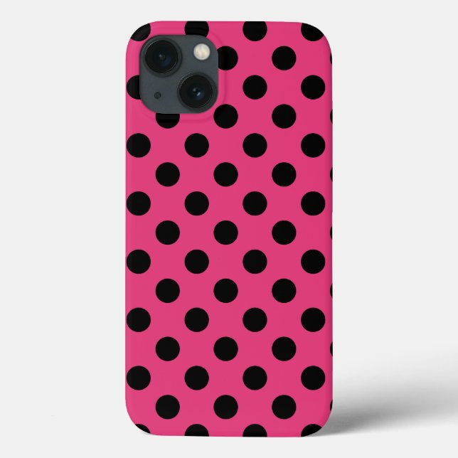 Black polka dots on fuchsia Case-Mate iPhone case (Back)