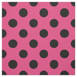 Black polka dots on fuchsia fabric