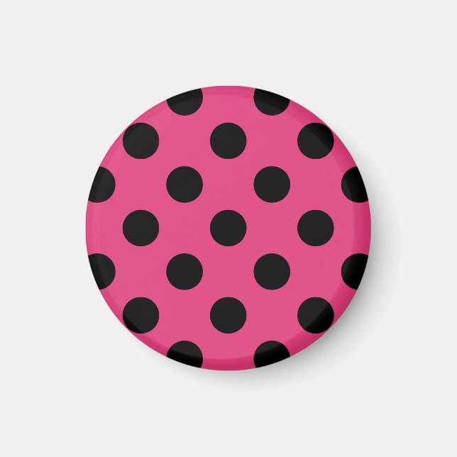 Black polka dots on fuchsia magnet (Front)