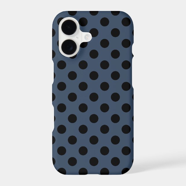 Black polka dots on grey-blue (Back)