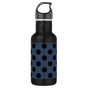 Black polka dots on grey-blue 532 ml water bottle