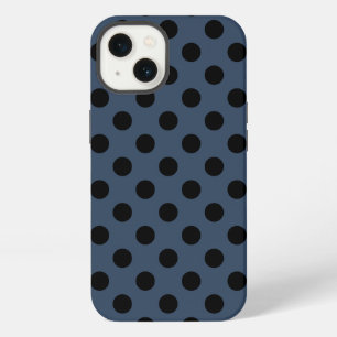 Black polka dots on grey-blue Case-Mate iPhone cas 13 Case