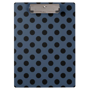 Black polka dots on grey-blue clipboard