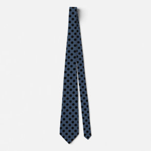 Black polka dots on grey-blue tie