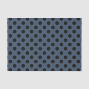 Black polka dots on grey-blue tissue paper