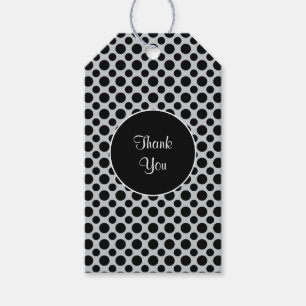 Black Polka Dots on Grey Custom Thank You Tag