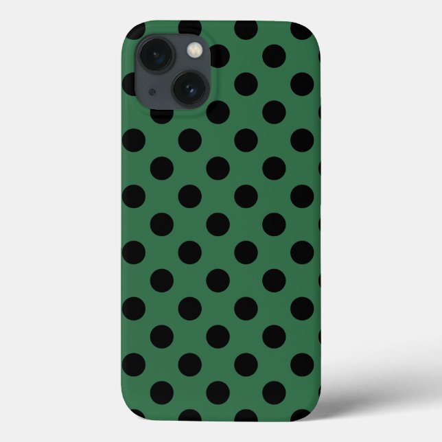 Black polka dots on kelly green Case-Mate iPhone c Case-Mate iPhone Case (Back)