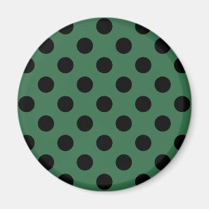 Black polka dots on kelly green magnet
