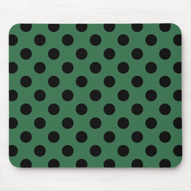Black polka dots on kelly green mouse pad (Front)