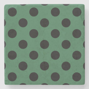 Black polka dots on kelly green stone coaster