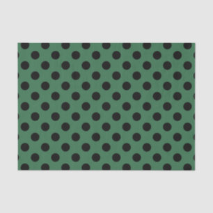 Black polka dots on kelly green tissue paper