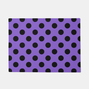 Black polka dots on lavender doormat