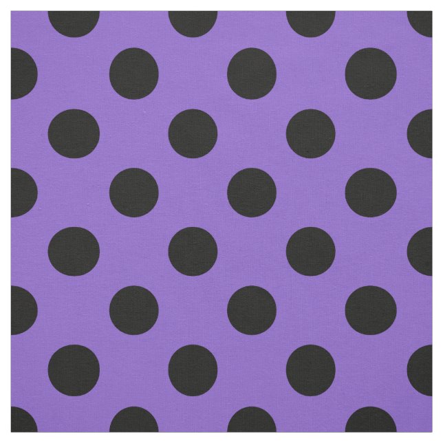 Black polka dots on lavender fabric (Swatch)