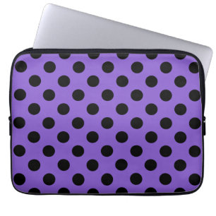 Black polka dots on lavender laptop sleeve