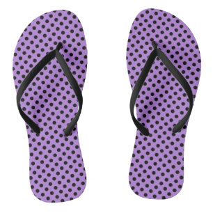 Black Polka Dots on Lavender Purple Thongs