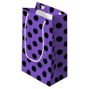 Black polka dots on lavender small gift bag