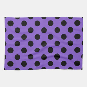 Black polka dots on lavender tea towel