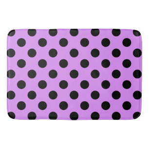 Black polka dots on lilac bath mat