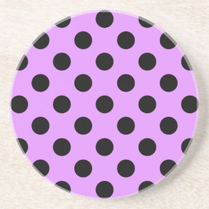 Black polka dots on lilac coaster