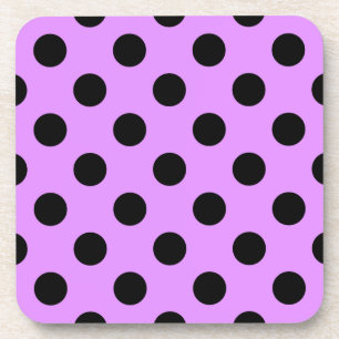 Black polka dots on lilac coaster