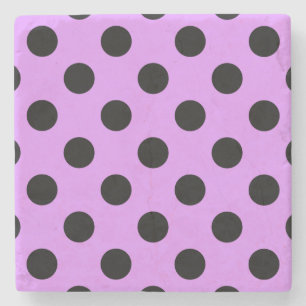 Black polka dots on lilac stone coaster