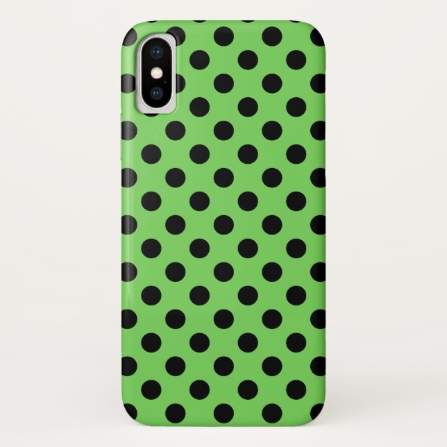 Black polka dots on lime green Case-Mate iPhone case (Back)