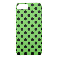 Black polka dots on lime green