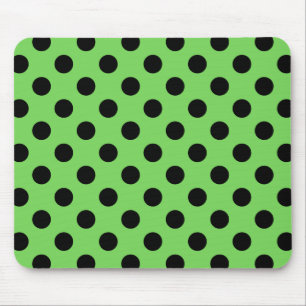 Black polka dots on lime green mouse pad