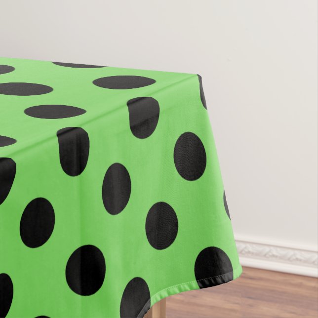 Black polka dots on lime green tablecloth (In Situ)