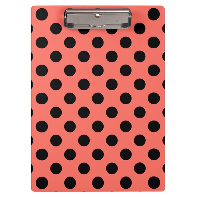 Black polka dots on living coral clipboard (Front)