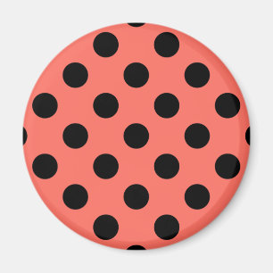Black polka dots on living coral magnet