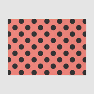 Black polka dots on living coral tissue paper