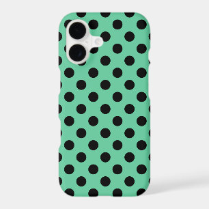 Black polka dots on mint green