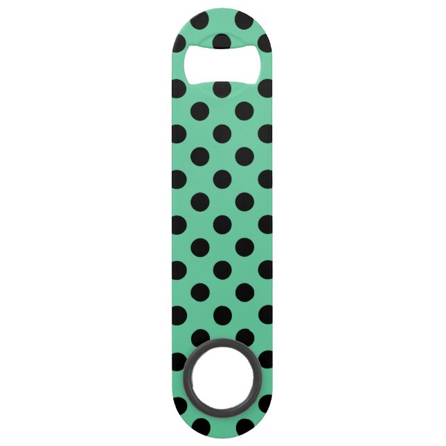 Black polka dots on mint green (Front)