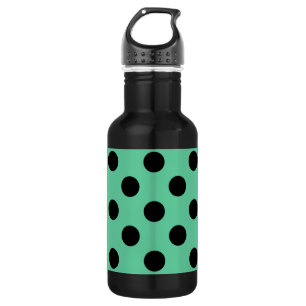 Black polka dots on mint green 532 ml water bottle