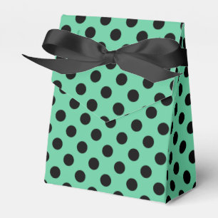 Black polka dots on mint green favour box