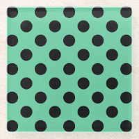 Black polka dots on mint green