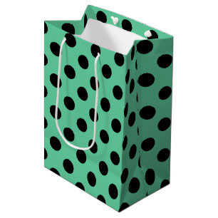 Black polka dots on mint green medium gift bag