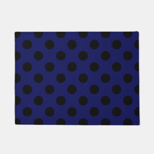 Black polka dots on navy blue doormat